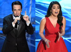 Lin-Manuel Miranda e Auli’i Cravalho durante la loro esibizione agli Oscar del 2017